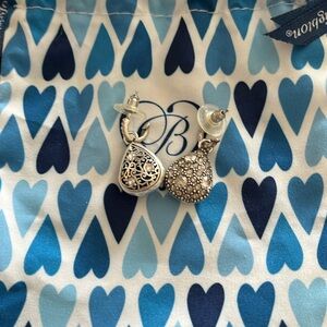 Brighton 3 in 1 silver tone and crystal tone earrings